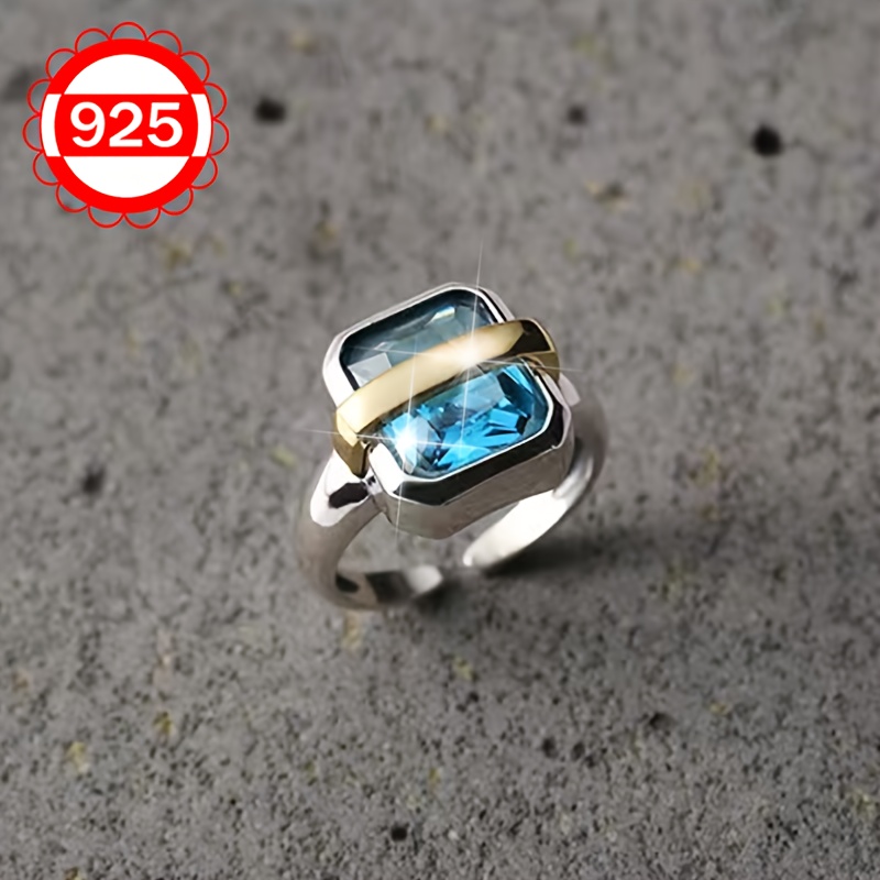925 Silver Geometric Square Ring